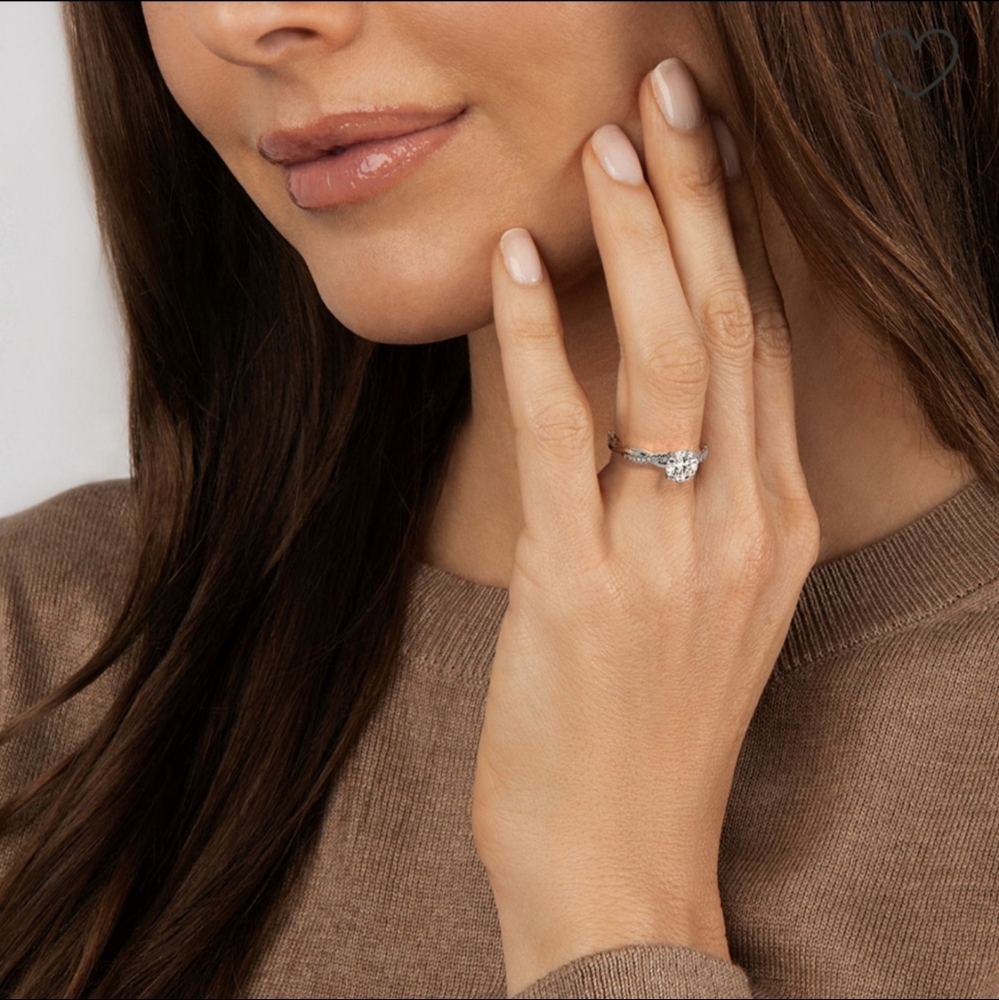 Petite Twisted Vine Lab Cubic Zirconia  Diamond Engagement Ring